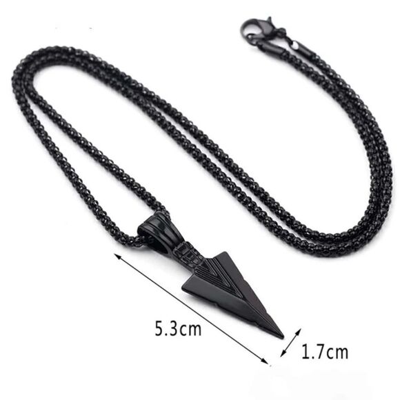Arrow charm and necklace black zinc allow men’s - Picture 3 of 7